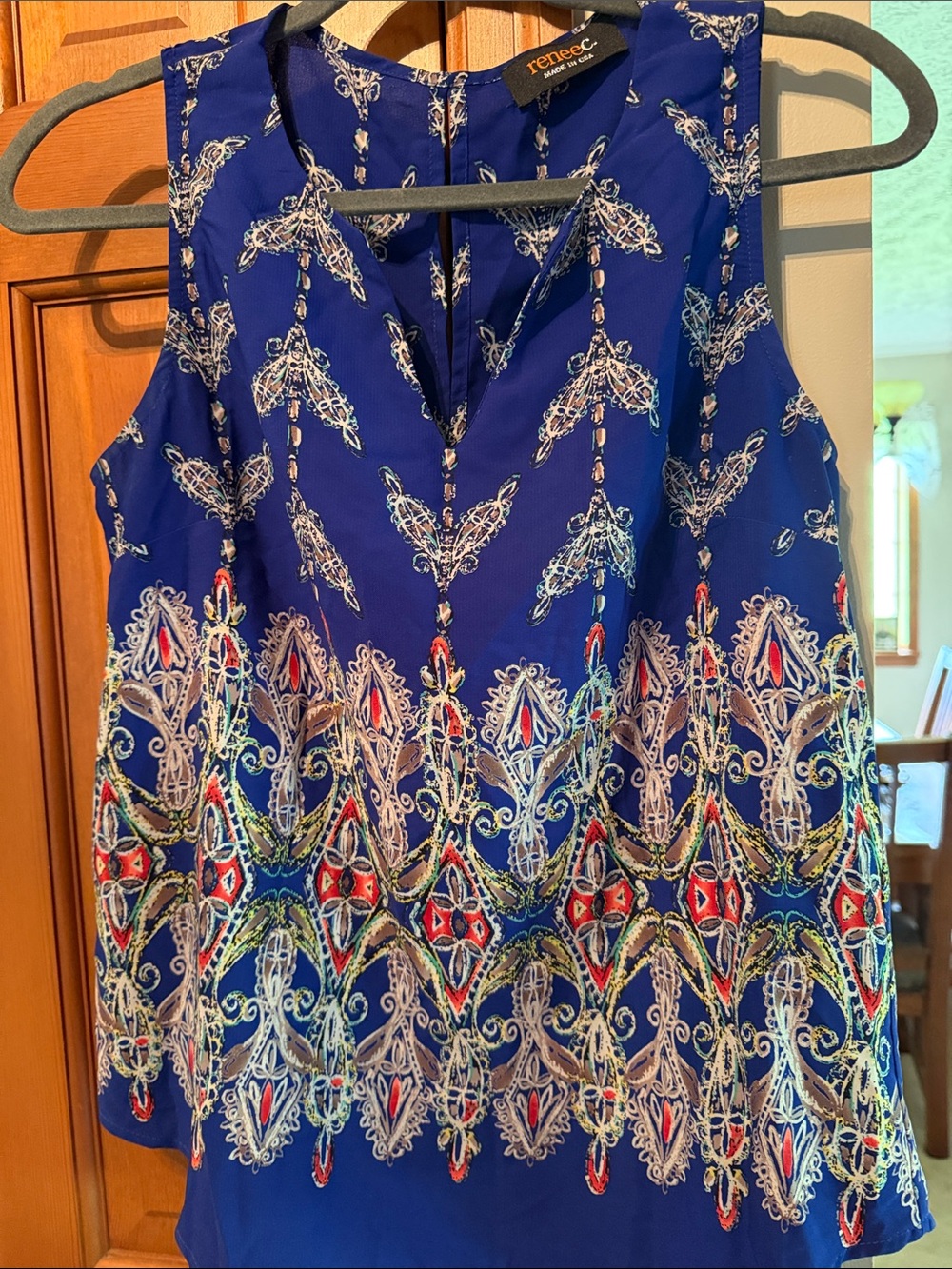 Renee C. cobalt blue embroidered sleeveless camisole